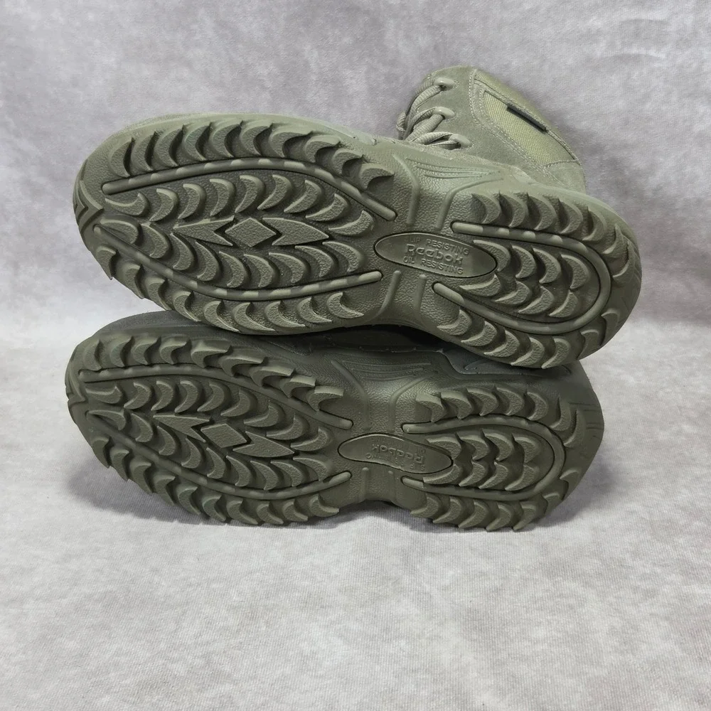 Reebok RB8995 Mens Sage Green Waterproof Tactical Duty Boots Side Zip Size 9.5